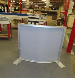 Modified SYK-001 Symphony Portable Table Top Display with SEG Fabric Graphic, MOD-1381 Literature Tray, MOD-1376 iPad Clamshell, and (2) LED Adjustable Arm Lights -- View 3